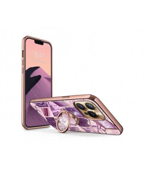 Husa Supcase Comso Compatibila Cu iPhone 13 Pro Max, Cu Inel Pe Spate, Marble Mov